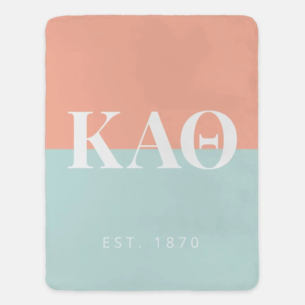 Kappa Alpha Theta Blanket XL 60x80 Pink & Blue Color Block | Gifts