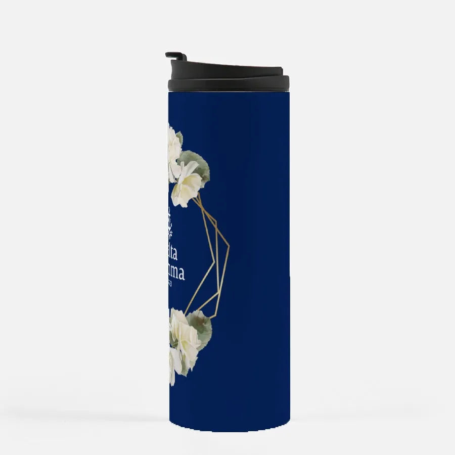 Delta Gamma Navy White Rose Gold Frame Thermal Tumbler 16 oz. | Gifts