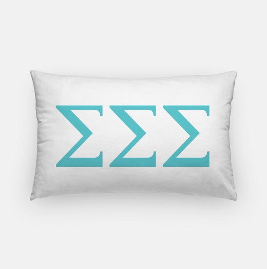 Tri Sigma Lumbar Pillow Cover Greek Letters | Official Sigma Sigma Sigma Gift Shop | Festive Fit Home