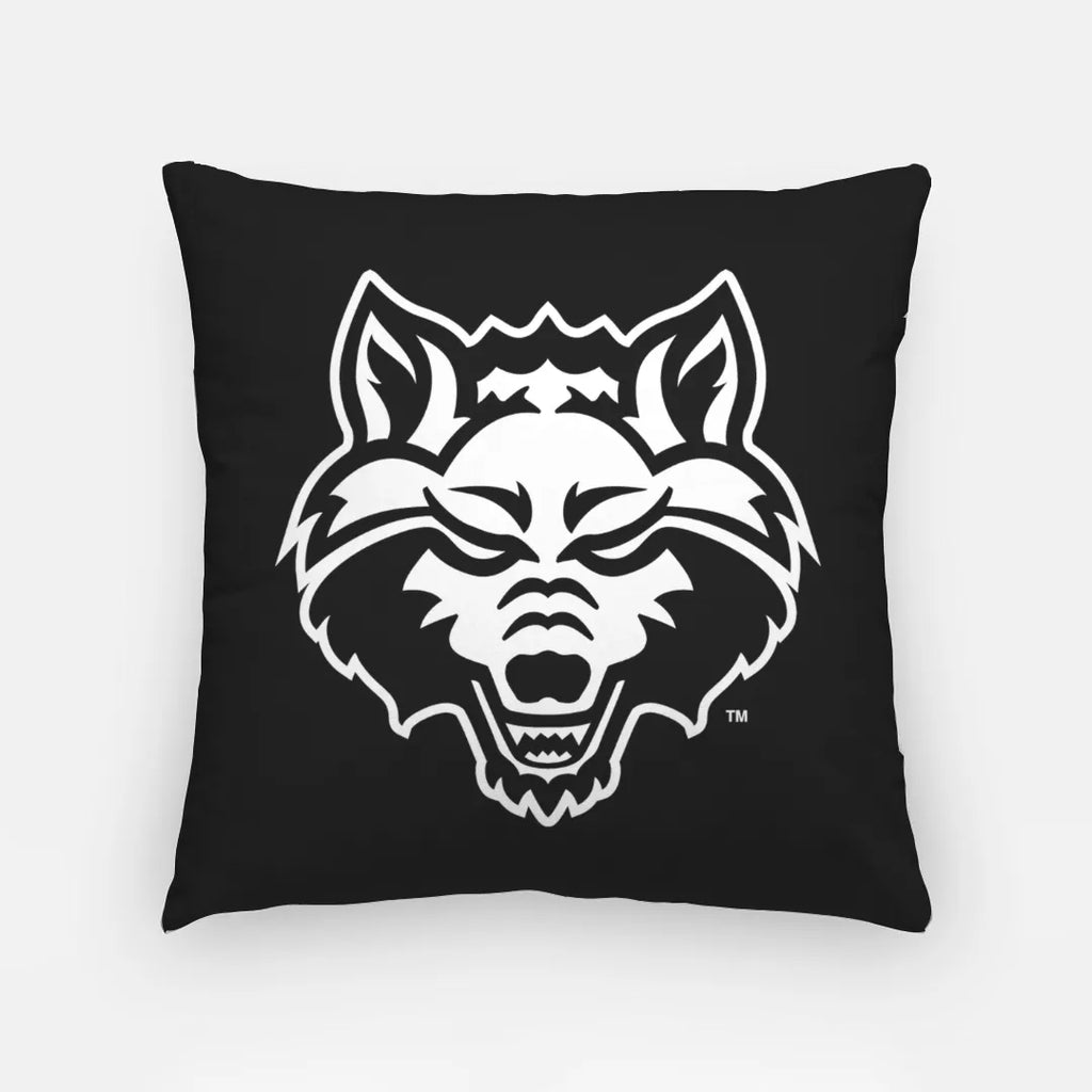 Arkansas State Wolf Head Pillow Cover - Black 18"| Gift and Spirt Shop | Merchandise | Festive Fit Home