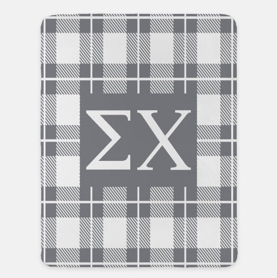 Sigma Chi XL 60x80 Sherpa Throw Blanket - Plaid | Official Merch | Gifts