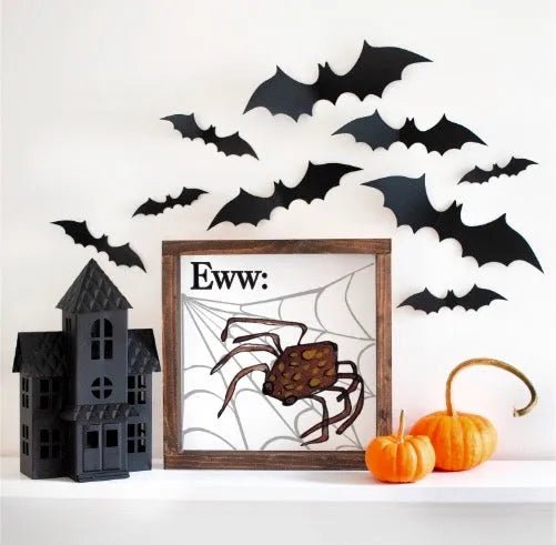 12x12 Halloween Spider with Web Wood Sign - Festive Fit Home