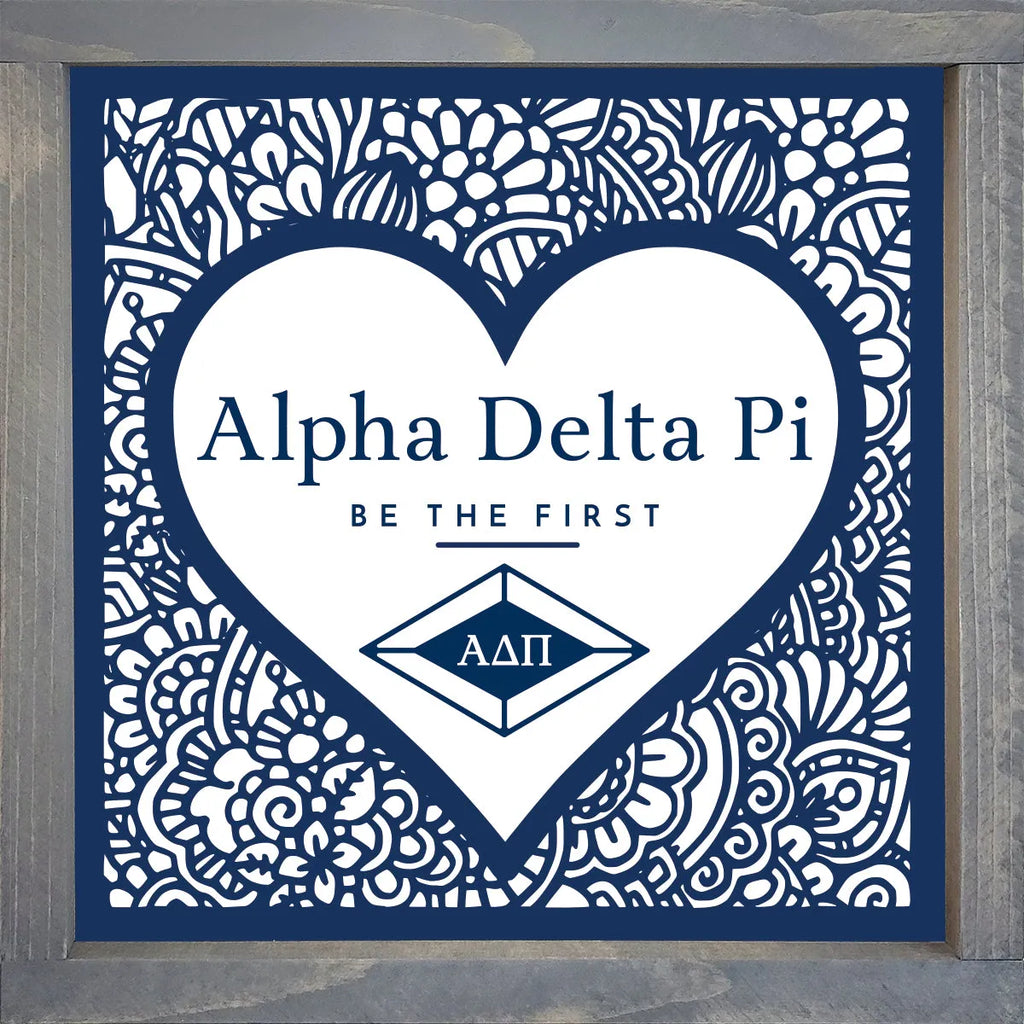 Alpha Delta Pi Sign - Retro Alphie - 12"x12"| Gifts and Merchandise  | Festive Fit Home