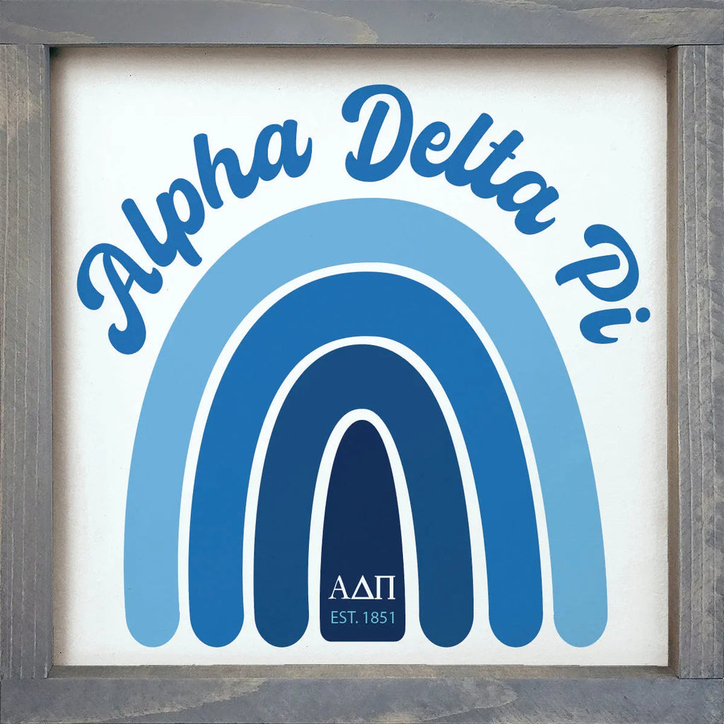 Alpha Delta Pi Sign - Rainbow - 12"x12"| Gifts and Merchandise | Festive Fit Home