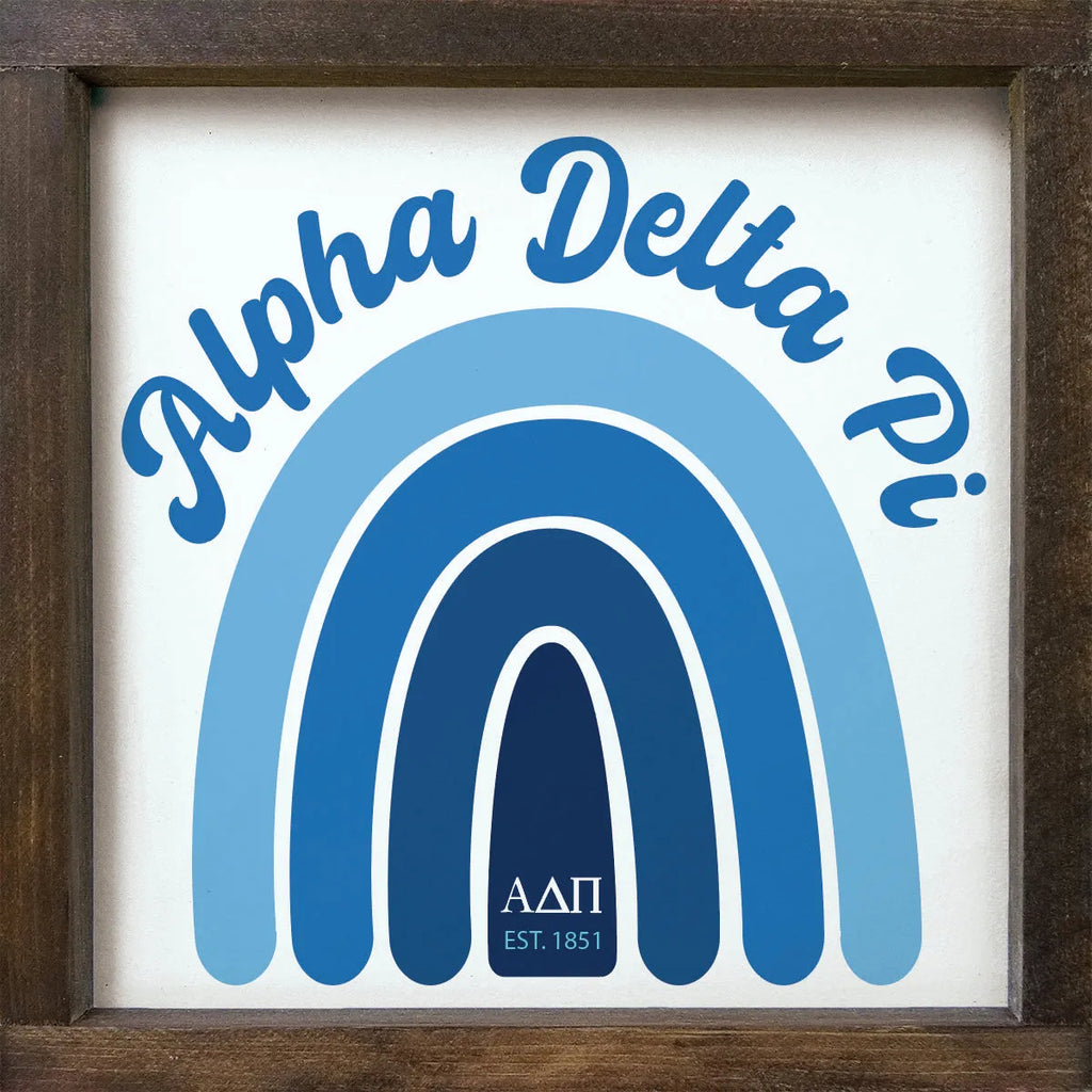 Alpha Delta Pi Sign - Rainbow - 12"x12"| Gifts and Merchandise | Festive Fit Home