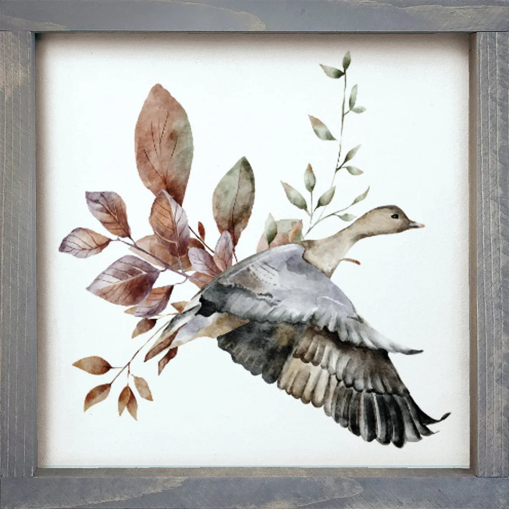 Autumn Goose Fall Framed Art -12"x12" | Fall Home Decor | Fall Art | Festive Fit Home