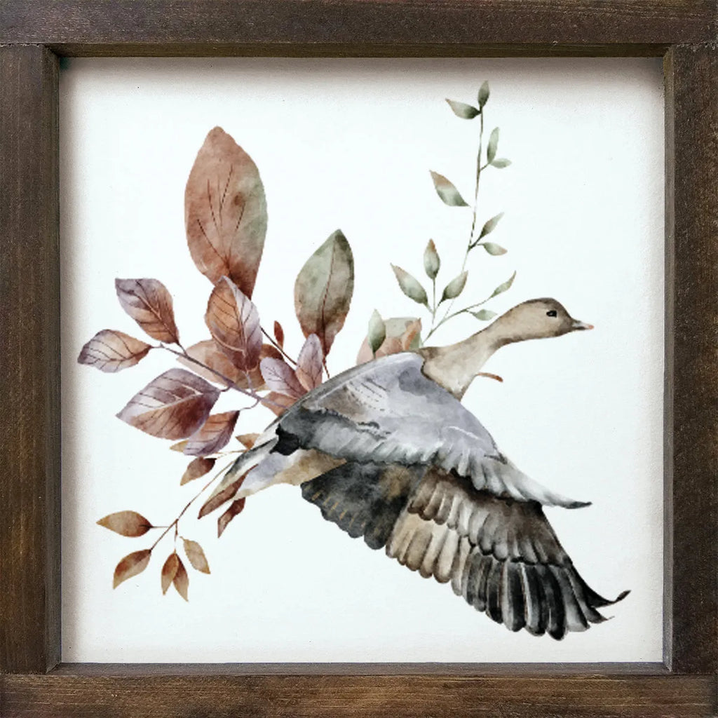 Autumn Goose Fall Framed Art -12"x12" | Fall Home Decor | Fall Art | Festive Fit Home