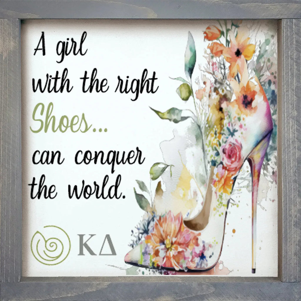 Kappa Delta Framed Sign - The Right Shoes 12"x12" |  Official Gifts | official Merchandise | Festive Fit Home