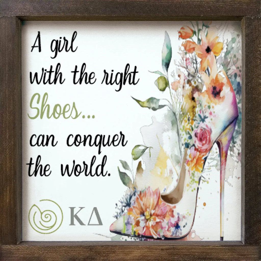 Kappa Delta Framed Sign - The Right Shoes 12"x12" |  Official Gifts | official Merchandise | Festive Fit Home