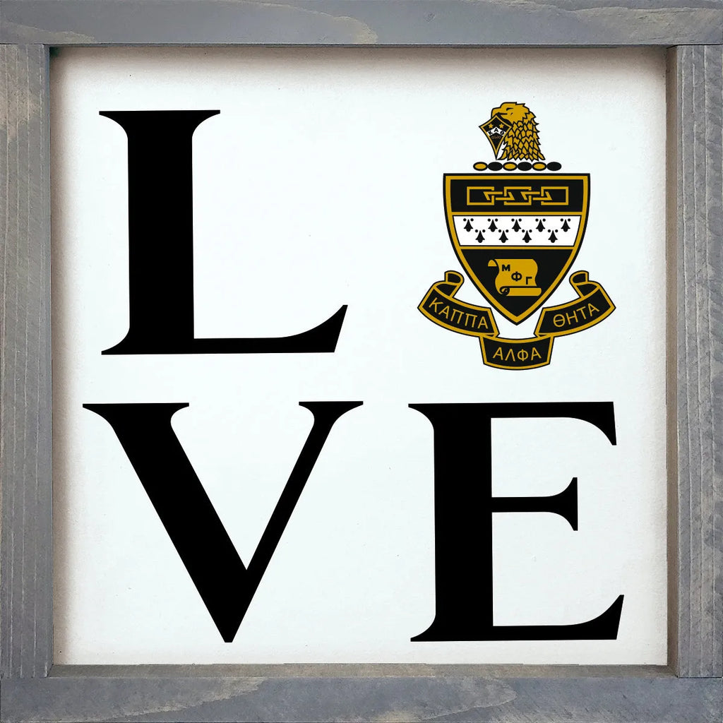 Kappa Alpha Theta Sign - LOVE - Coat of Arms - 12"x12" | Custom Gifts | Official Merchandise | Festive Fit Home