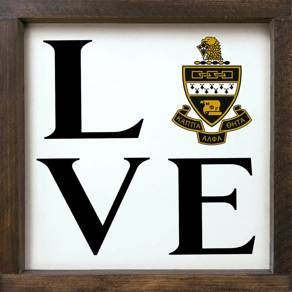 Kappa Alpha Theta Sign - LOVE - Coat of Arms - 12"x12" | Custom Gifts | Official Merchandise | Festive Fit Home