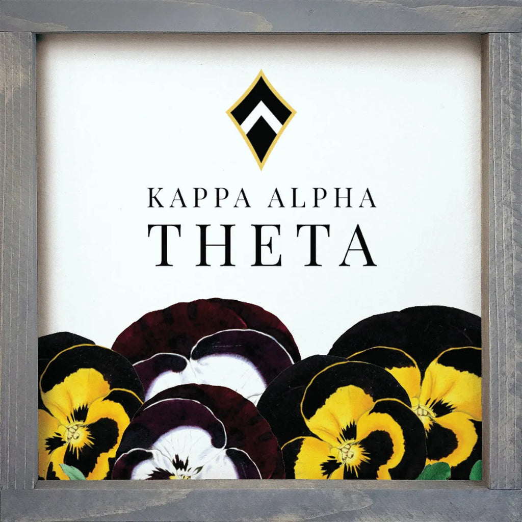 Kappa Alpha Theta Wood Sign - Pansy 12"x12" | Official Theta Gift Shop | Merchandise | Dorm Decor | Festive Fit Home