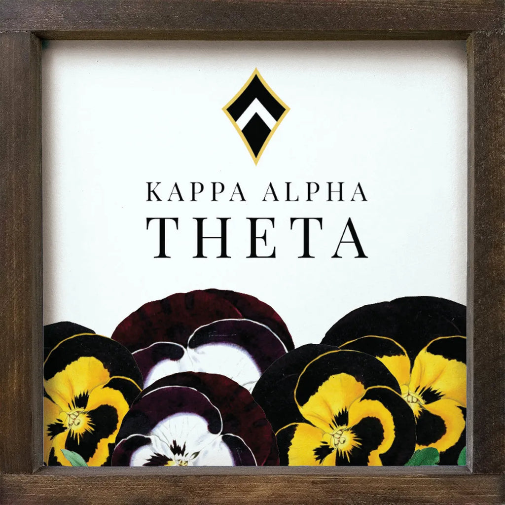 Kappa Alpha Theta Wood Sign - Pansy 12"x12" | Official Theta Gift Shop | Merchandise | Dorm Decor | Festive Fit Home