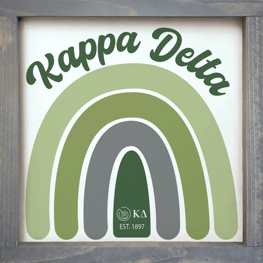 Kappa Delta Sign -  Rainbow - 12"x12" | Dorm Decor | Gifts  | Festive Fit Home