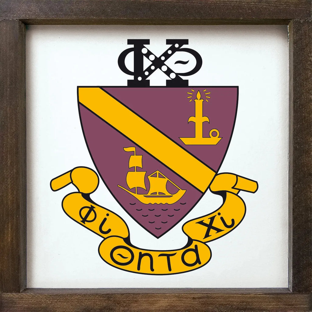 Phi Chi Theta 12x12 Wood Framed Sign Crest | Official Gift Shop Decor