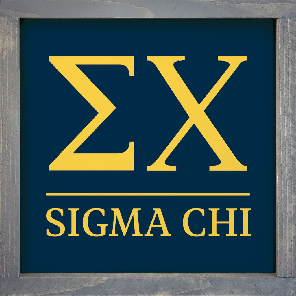 Sigma Chi 12x12 Traditional Wood Framed Sign | Custom Fraternity Merch