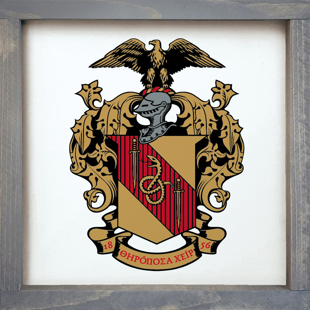 Theta Chi 12x12 Wood Framed Sign - Coat of Arms | Custom Merch | Gifts