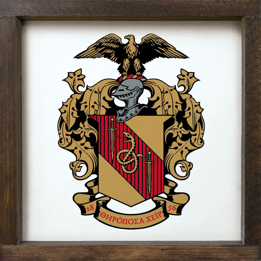 Theta Chi 12x12 Wood Framed Sign - Coat of Arms | Custom Merch | Gifts