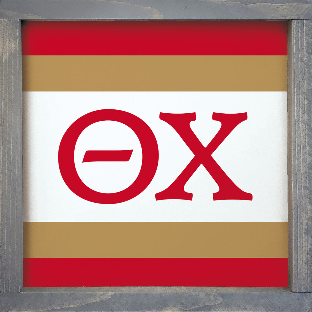 Theta Chi 12x12 Traditional Wood Framed Sign - Stripes | Custom Gifts