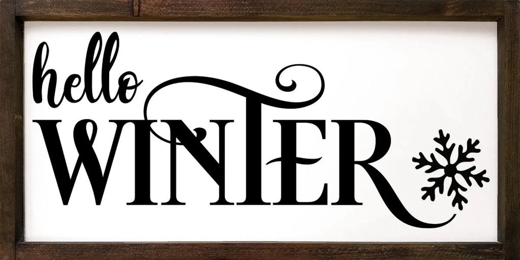 Hello Winter Farmhouse Wood Sign | Festive Fit Home | Winter Wood Sign | Rustic Wood Sign | Winter Saying Wood Sign | Winter Home Decor | Winter Decorations | Indoor winter decorations