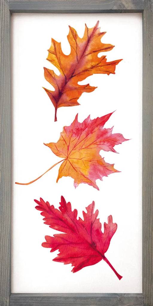 Autumn Maple Leaves Large Fall Wood Framed Art  -12"x24"| Fall Artwork