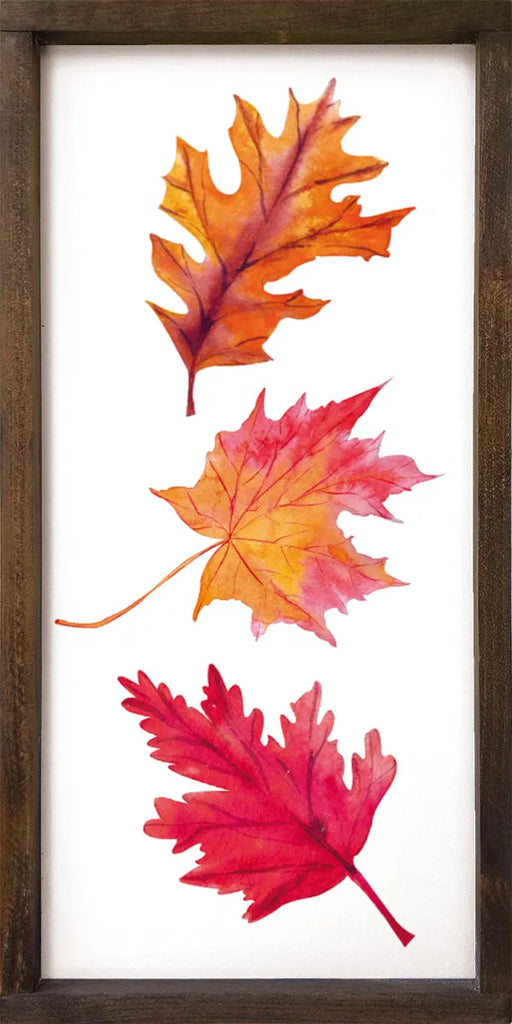 Autumn Maple Leaves Large Fall Wood Framed Art  -12"x24"| Fall Artwork