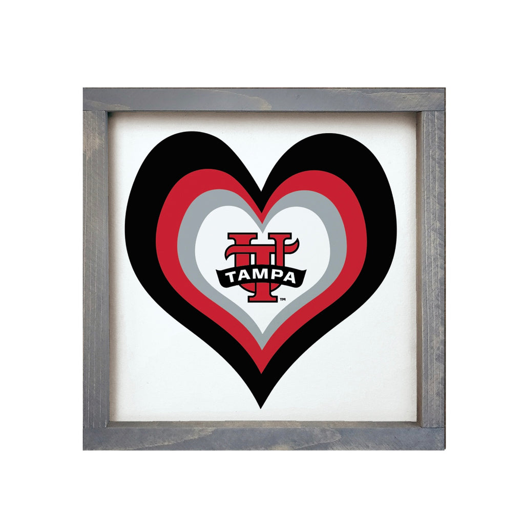 University of Tampa 12x12 Wood Framed Sign - Heart | UTampa Wall Art | Festive Fit Home