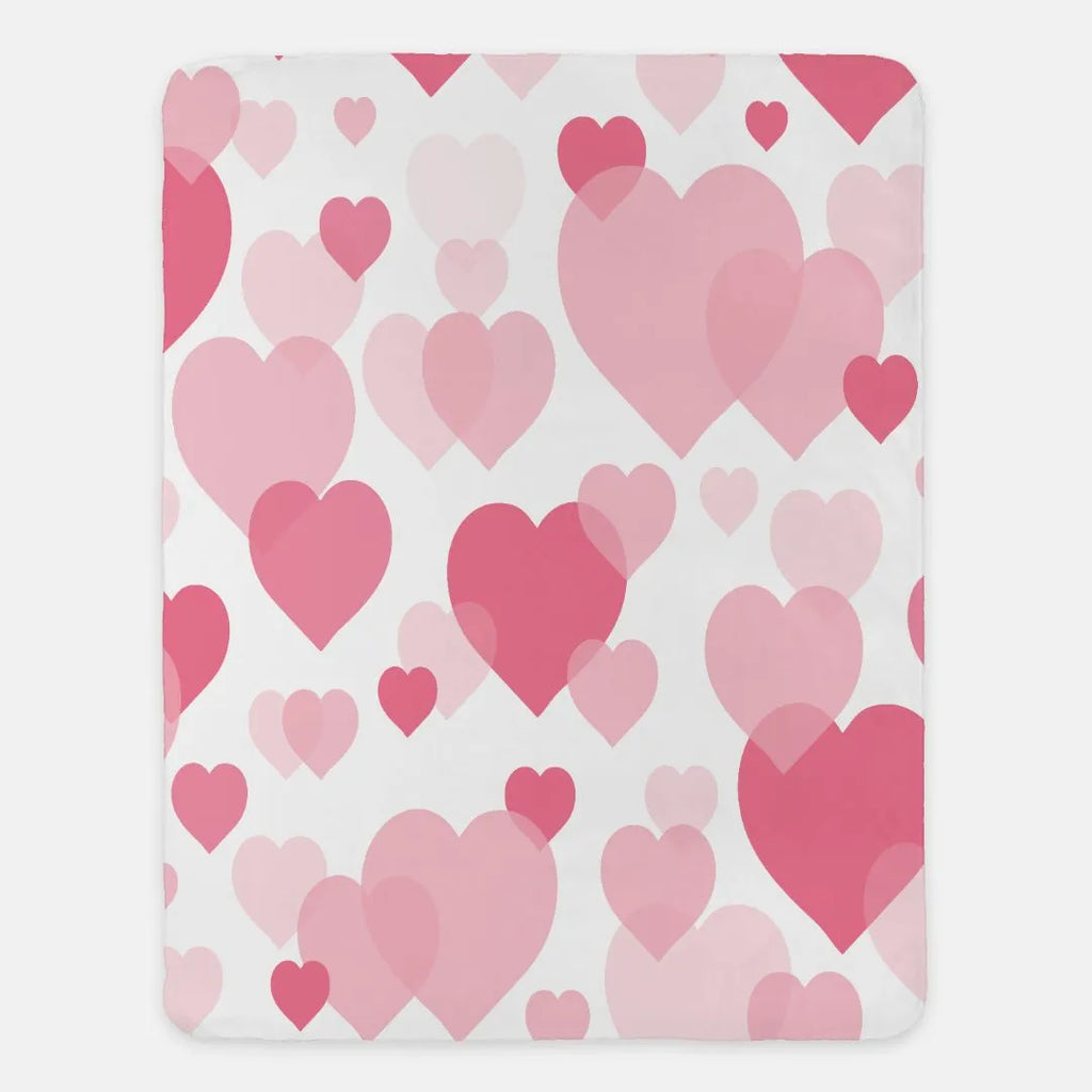 Valentines Pink Hearts Sherpa Blanket - 60"x80" | Gifts and Decor | Festive Fit Home