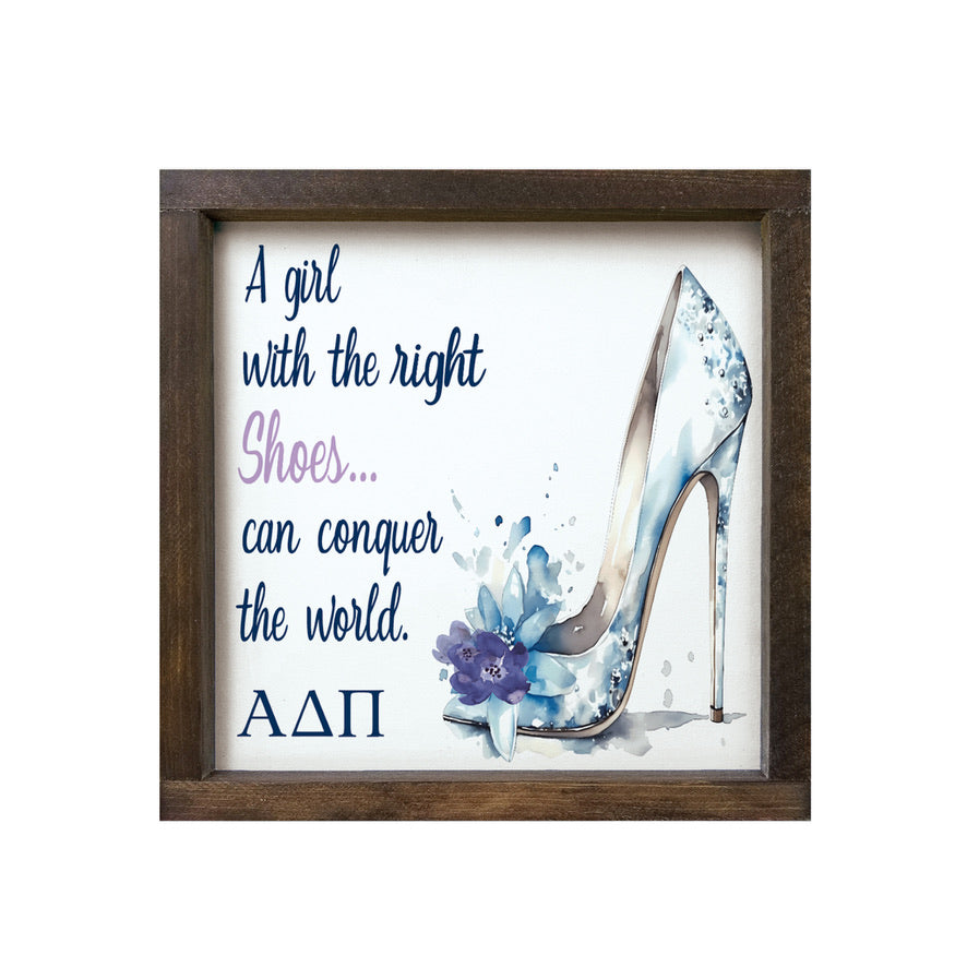 Alpha Delta Pi 12x12 Wood Framed Sign - The Right Shoes | ADPi Gifts