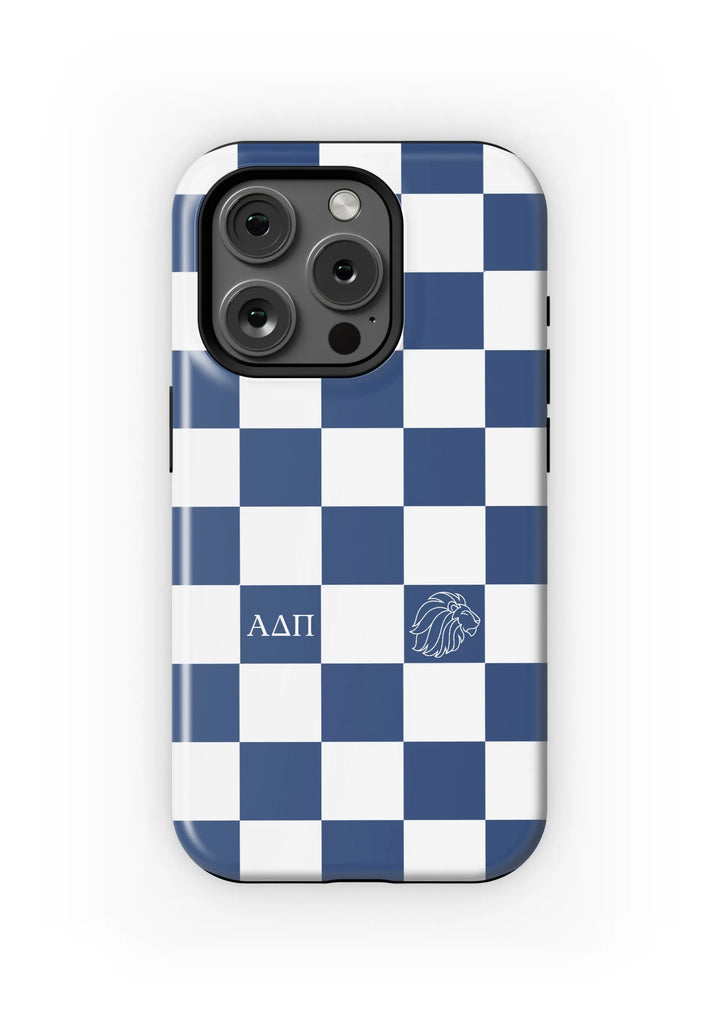 Alpha Delta Pi iPhone 16, 14, 13 Mobile Phone Case Midnight Blue Check