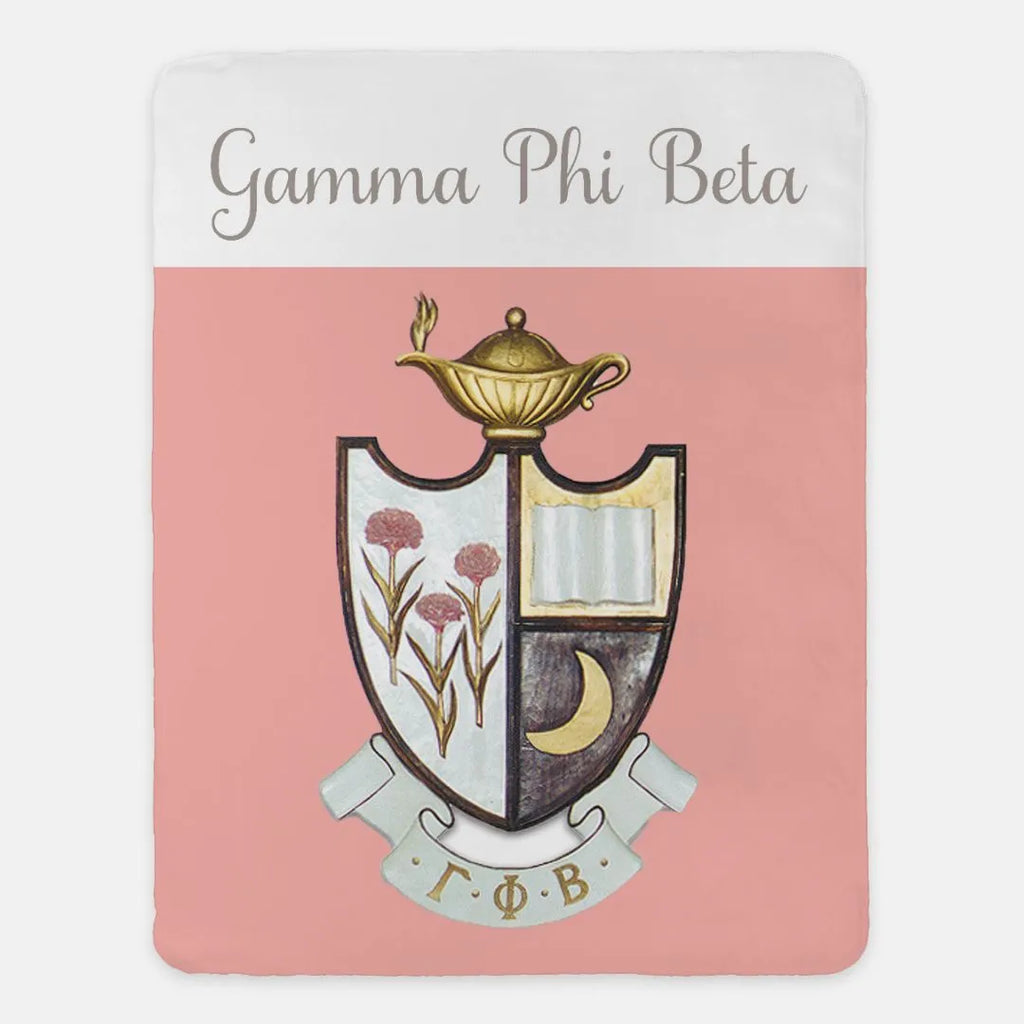 Gamma Phi Beta Blanket XL 60x80 Crest - Wide Band | GPhiB Gifts & Decor