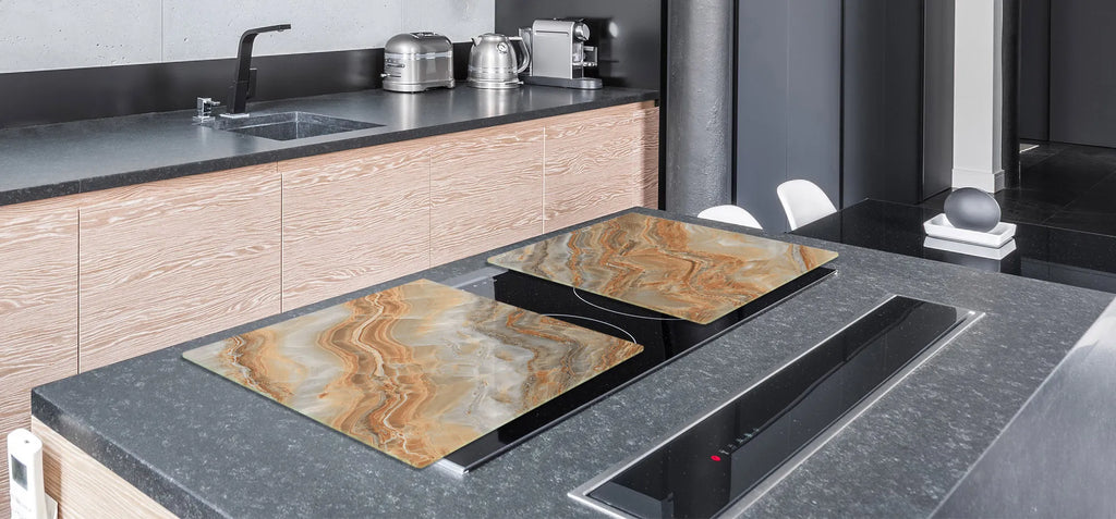 Stove Top Cover -Orange Marble Style | Gas and Electric Cook Top Cover