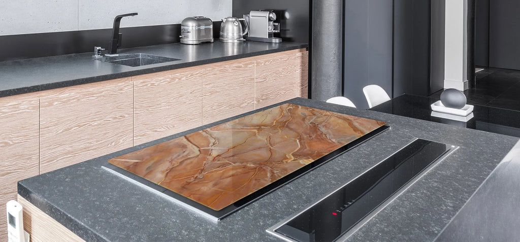 Stove Top Cover - Amber Marble Style | Gas and Electric Cook Top Cover