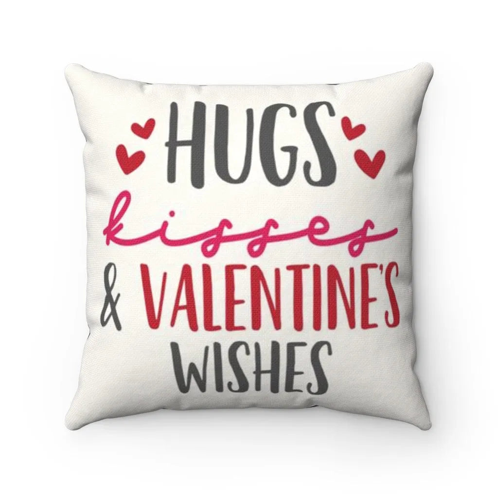 Hugs Kisses and Valentine's Wishes Pillow Case | Festive Fit Home | Valentine's Throw Pillows | Throw Pillows with sayings | Valentine's Home decor