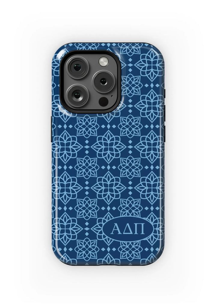 ADPi iPhone 16 15, 14 Mobile Phone Case Midnight Blue Ornate | Gifts