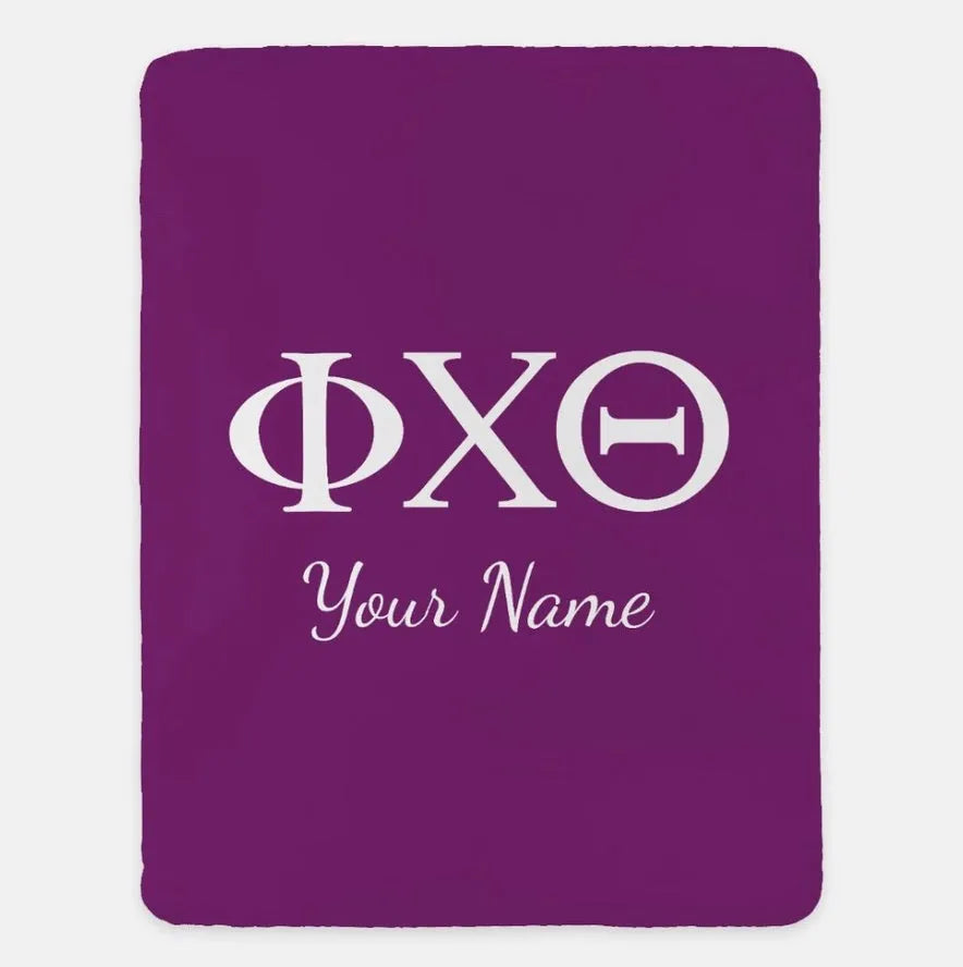 Personalized Phi Chi Theta XL 60x80 Sherpa Throw Blanket | Gifts