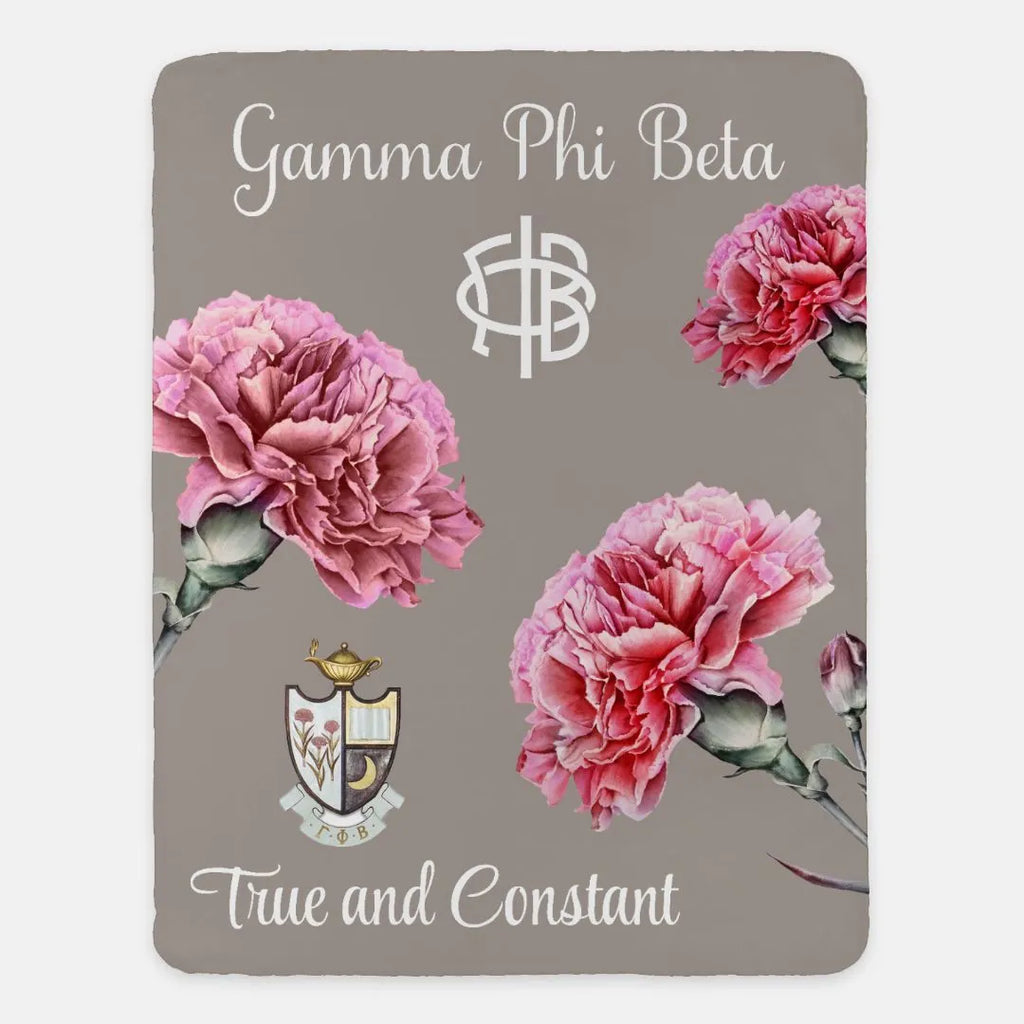 Gamma Phi Beta Blanket XL 60x80 Bold Carnations | Unique Gifts | Decor