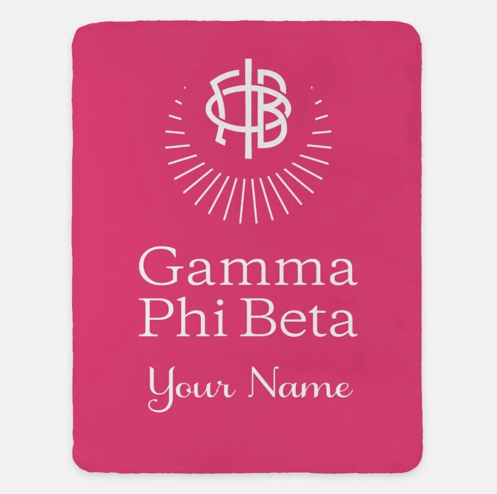 Personalized Gamma Phi Beta XL 60x80 Sherpa Blanket | GPhiB Gifts