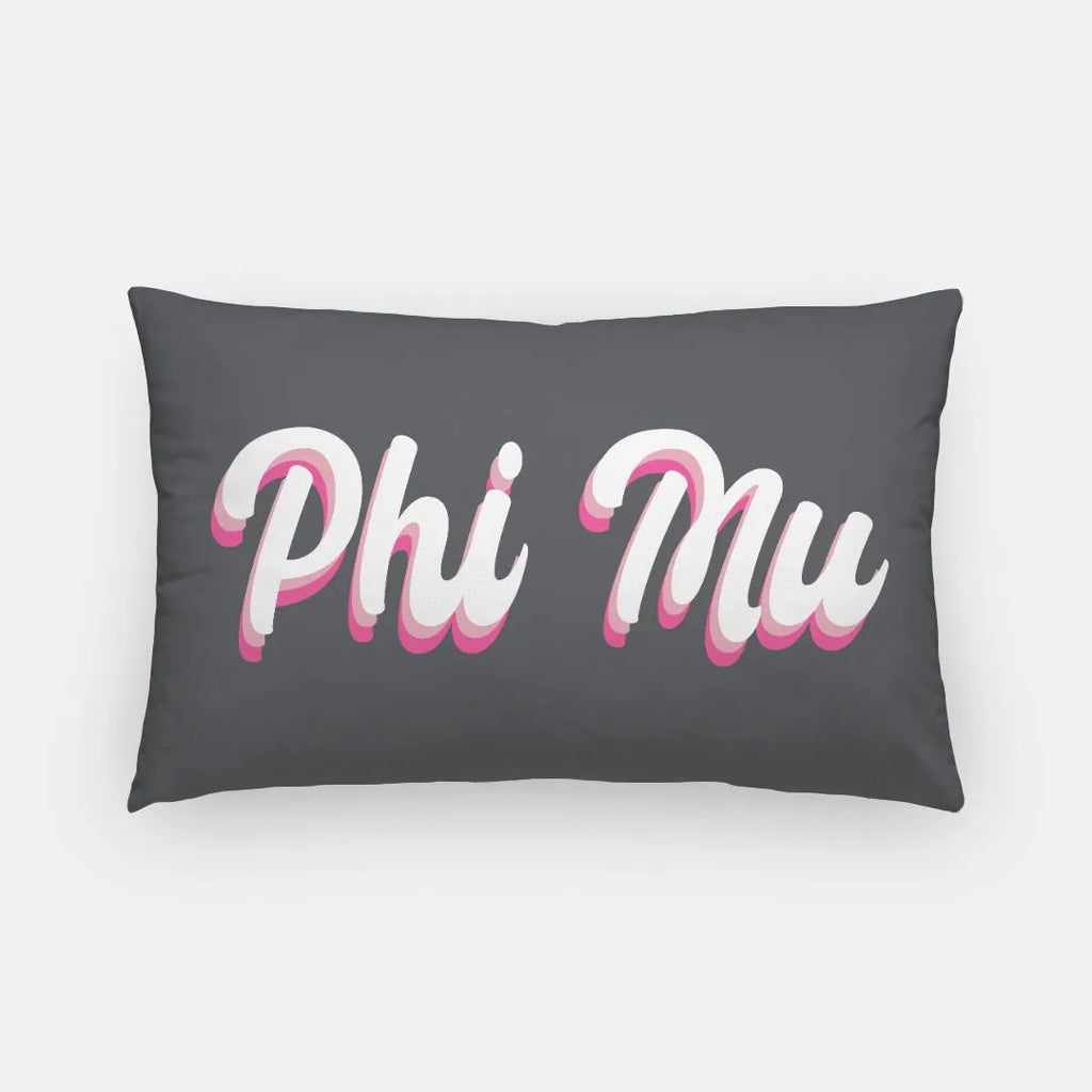 Phi Mu Retro Lumbar Throw Pillow Cover | Bid Day Big Little Gifts