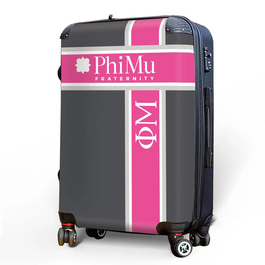 Phi Mu 20" Carry-on Suitcase Luggage Cross Stripe | Custom Gifts