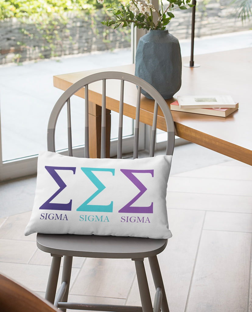 Tri Sigma Lumbar Pillow Cover Modern Greek Letters | Custom Gifts | Sigma Sigma Sigma | Festive 
