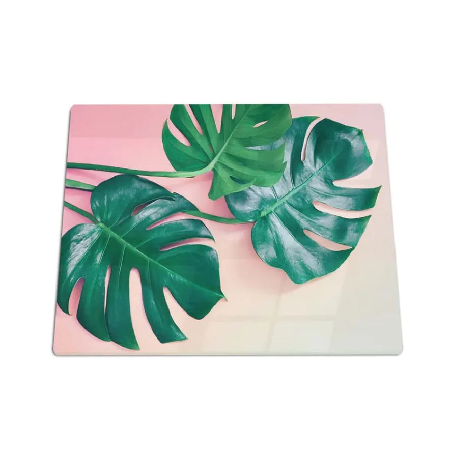 RV Camper Cooktop Cover Protector & Cutting Board - Pink & Green Palms