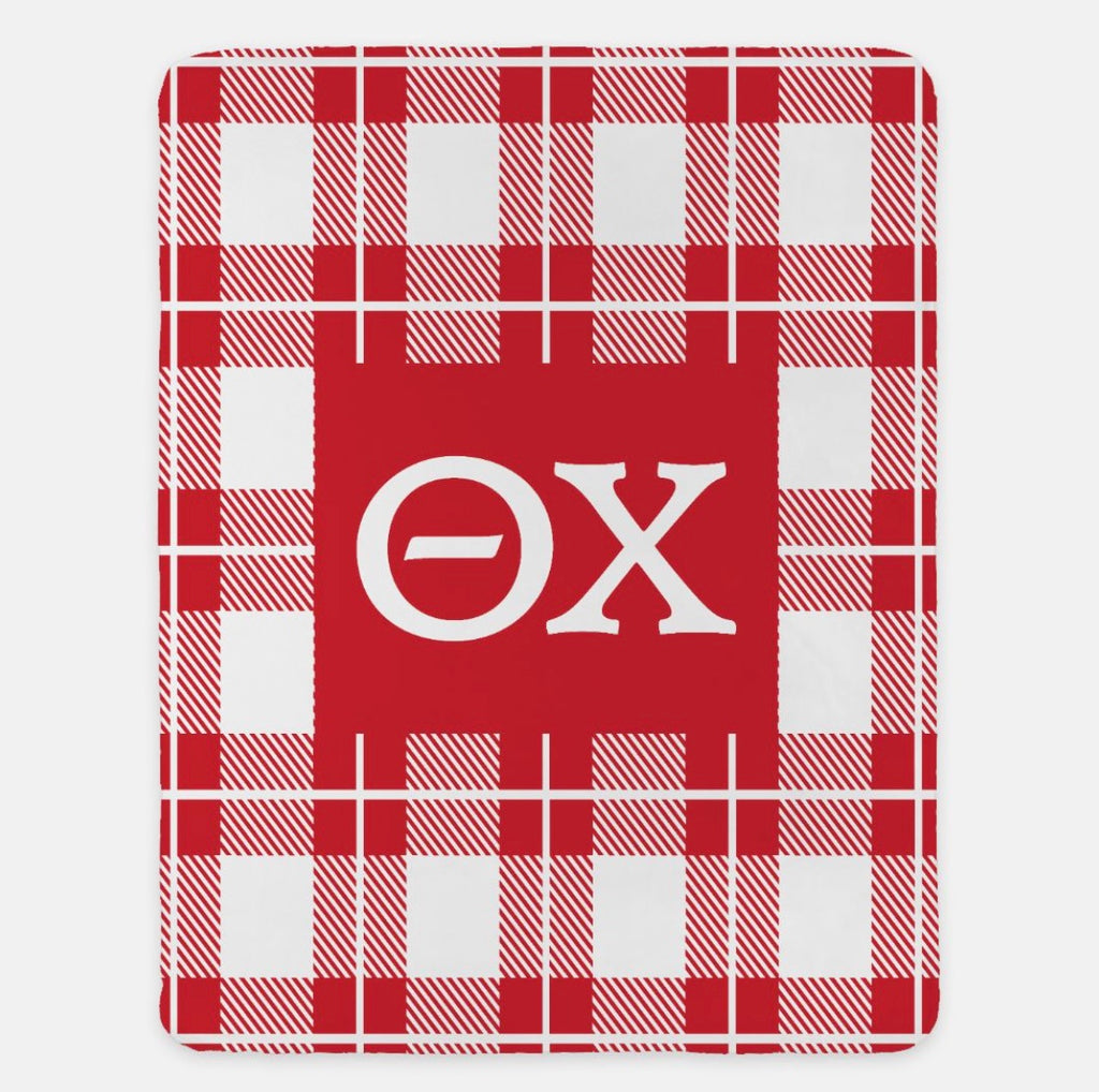 Theta Chi XL 60x80 Sherpa Throw Blanket - Plaid | Official Merch