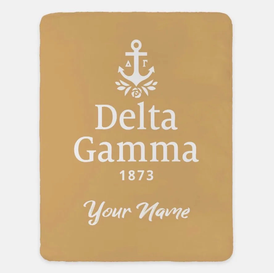 Personalized Delta Gamma XL 60x80 Sherpa Throw Blanket | Gift Shop
