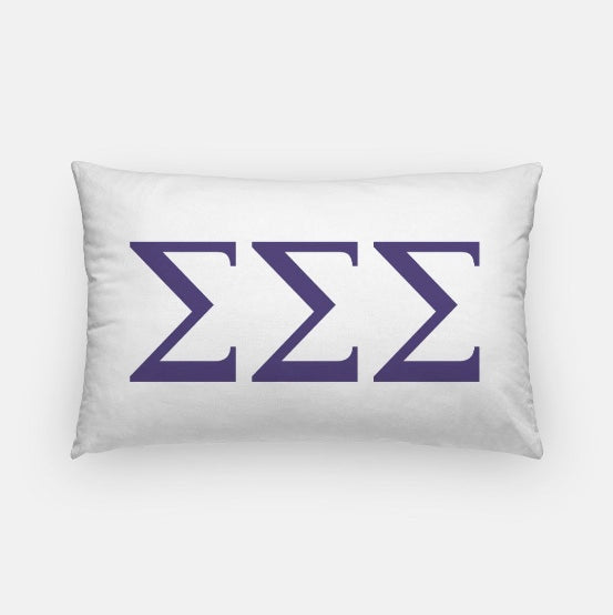 Tri Sigma Lumbar Pillow Cover Greek Letters | Official Sigma Sigma Sigma Gift Shop | Festive Fit Home