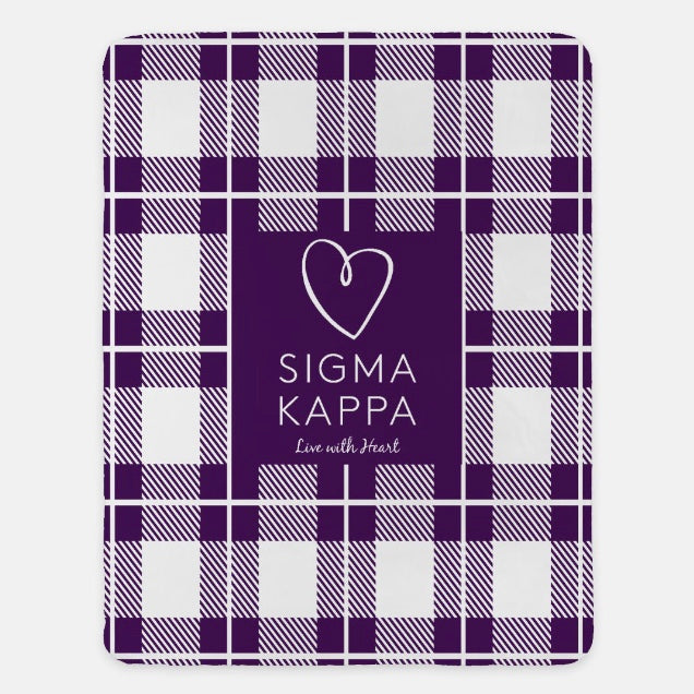 Sigma Kappa XL 60x80 Plaid Sherpa Blanket | Official Sig Kap Merch | Gifts