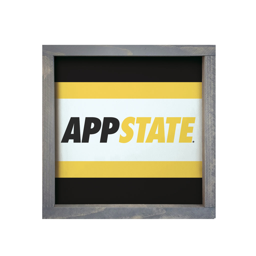 APP STATE 12x12 Wood Framed Sign - Stripes | Appalachian State Gifts