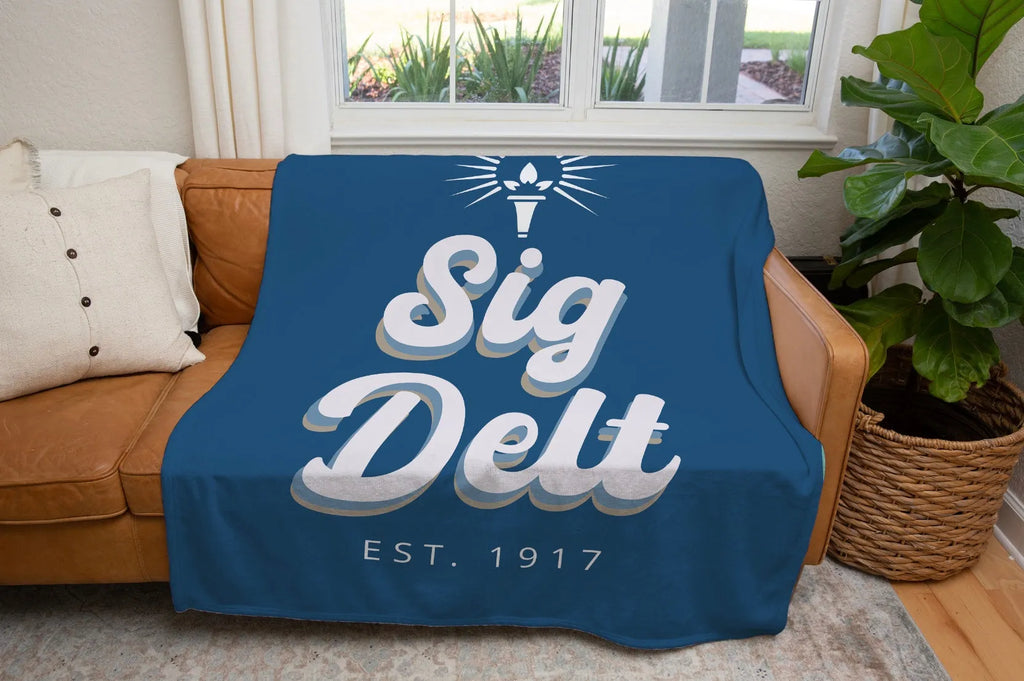 Sig Delt Retro XL 60x80 Sherpa Blanket | Sigma Delta Tau Gifts