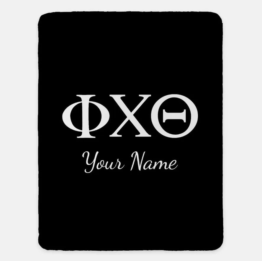 Personalized Phi Chi Theta XL 60x80 Sherpa Throw Blanket | Gifts