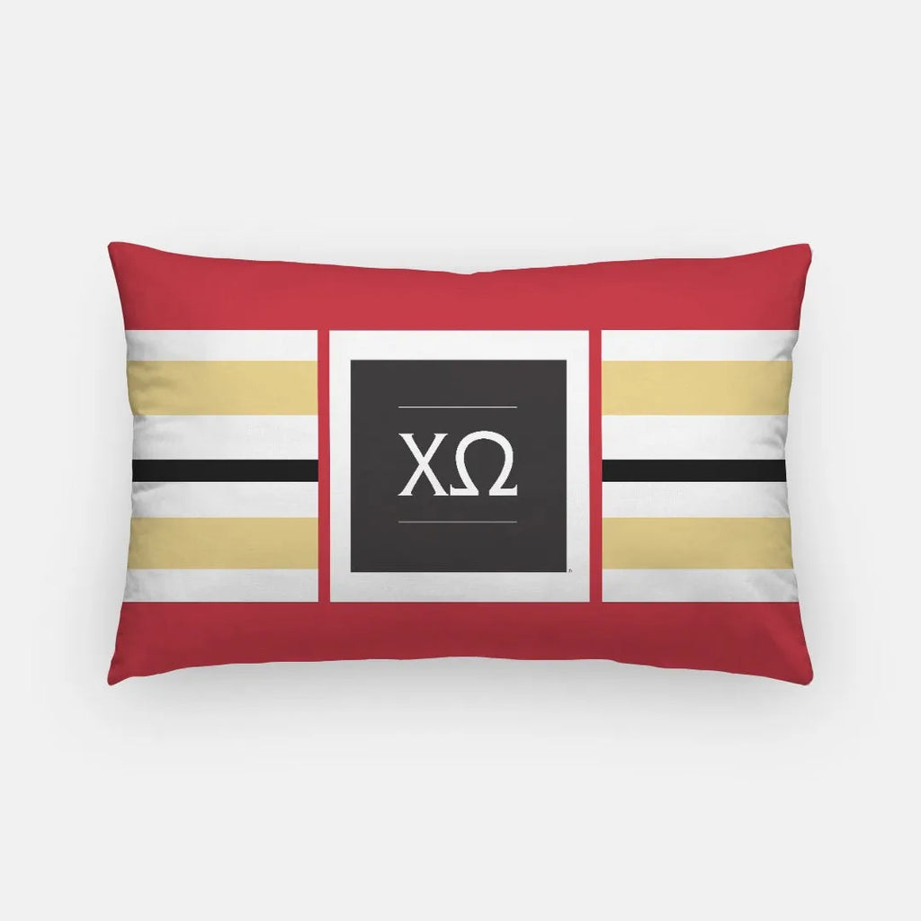 Chi Omega Greek Letters Lumbar Pillow Cover | Custom Gifts and Decor | Festive Fit Home